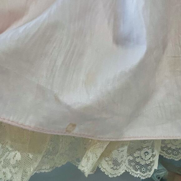 *SOLD SOLD SOLD* Vintage 80s Toddler Dress Pink Satin Lace Girl Party Dress 3T - Picture 12 of 16